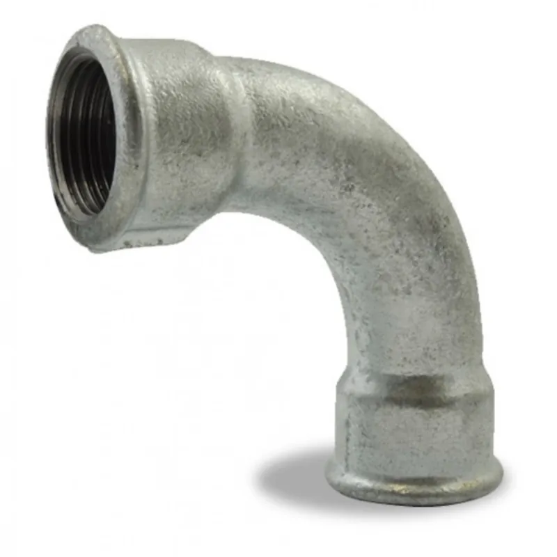 Usine Directe Courbe fonte 90° grand rayon femelle / femelle galvanisé – référence 2