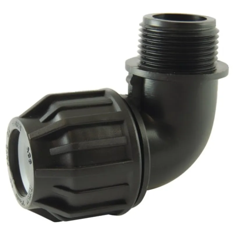 Vente Flash Coude à compression 90° – Mâle – en polypropylène PP pour tube PE