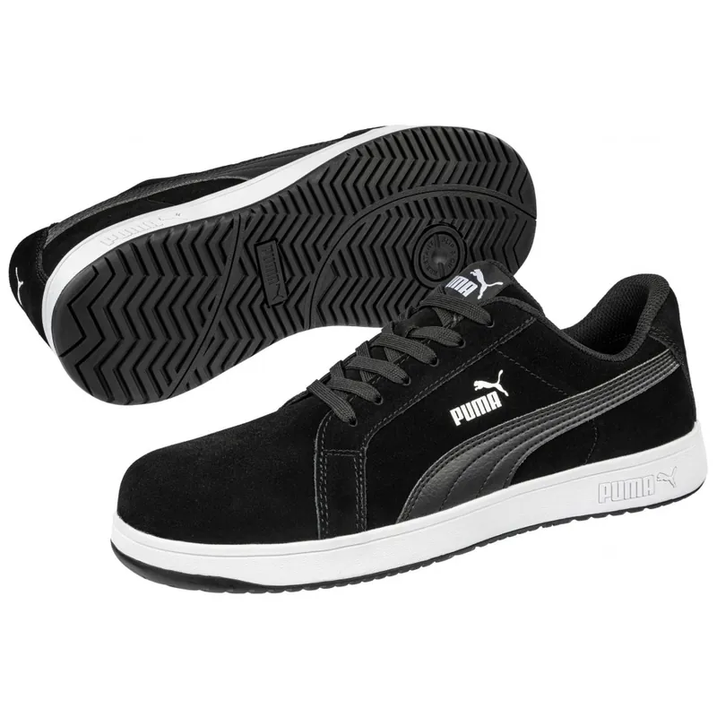 Chaussures basses de sécurité ICONIC SUEDE – S1PL ESD – noir et blanc Meilleure Vente