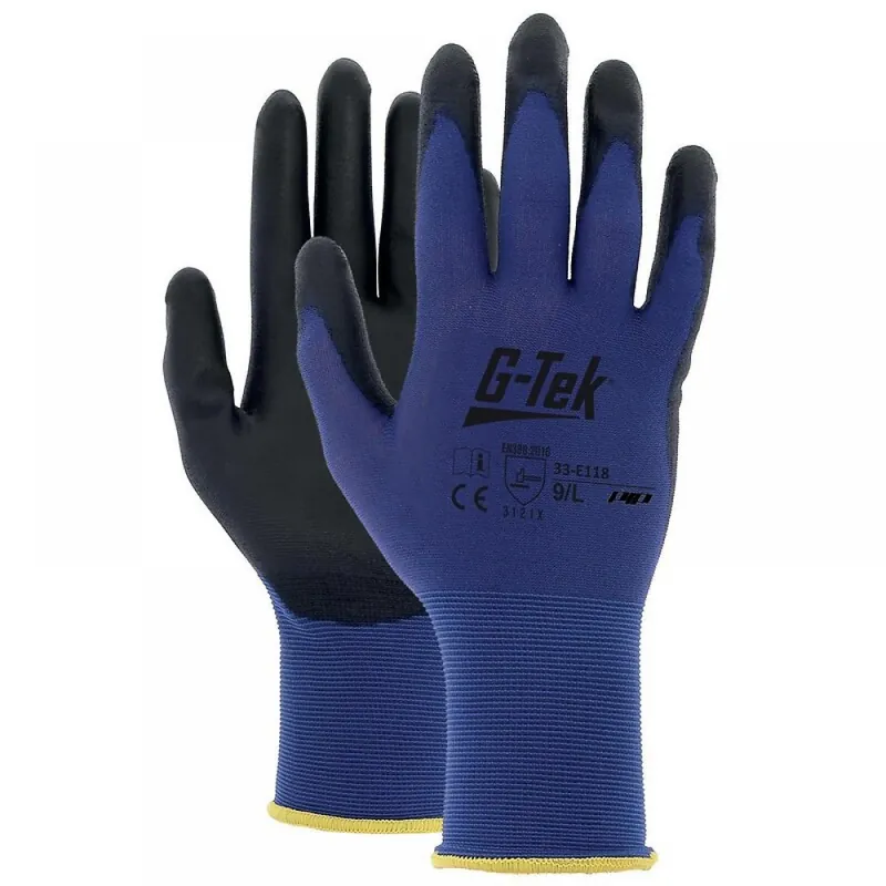 Prix Réduit Gants anti-coupures G-tek – tricotés – nylon bleu – 33-E118