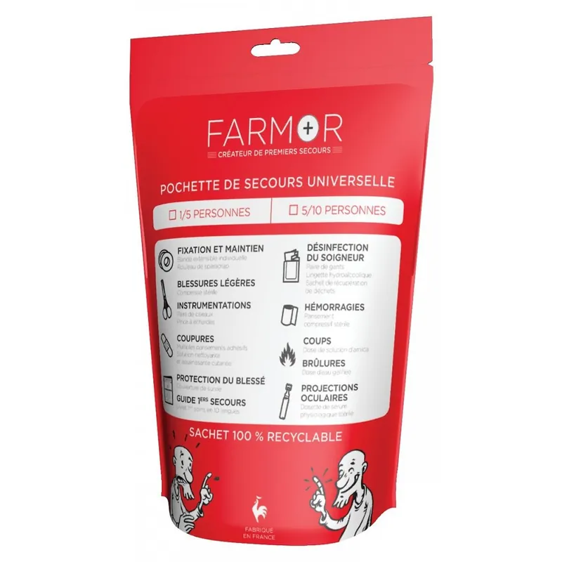 Pochette de secours universelle 1/5 personnes – kit + livret de soins Remise