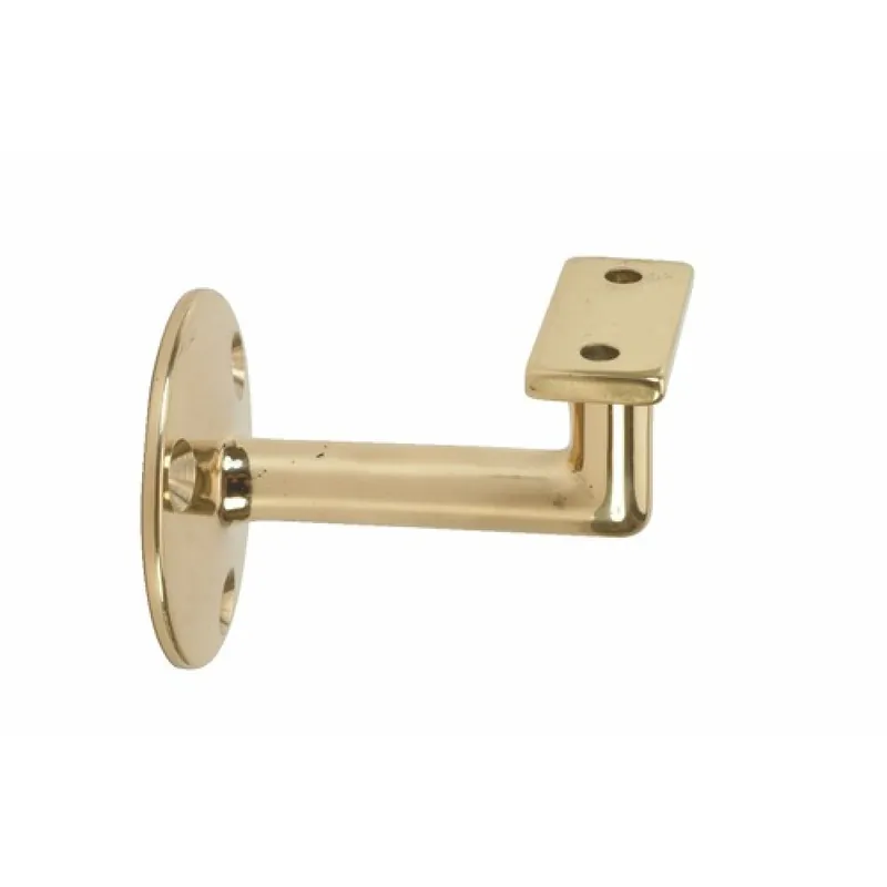 Nouvelle Collection Support de rampe coudé en laiton poli – platine ronde