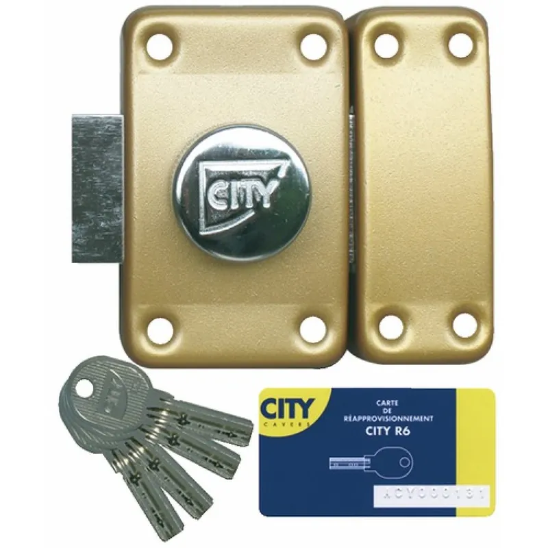 Verrou en applique – à bouton – clés réversibles – varié – City R6 Réduction