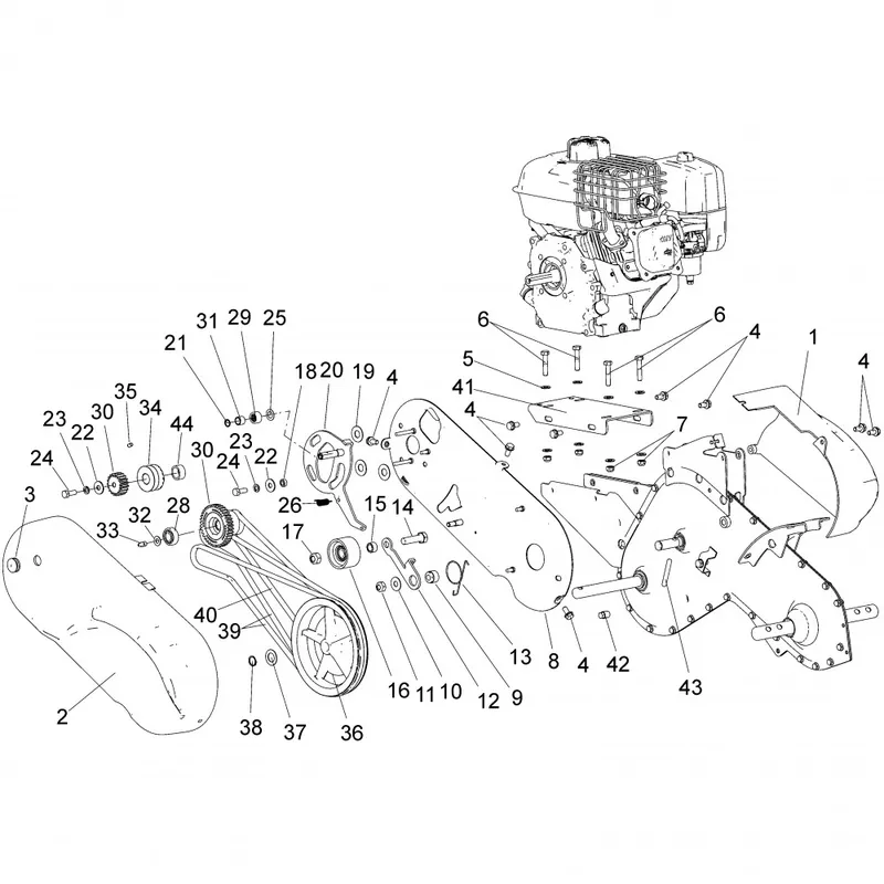 Pièces détachées pour motoculteur à fraise arrière RTT2 – Groupe de transmisison Bon Plan