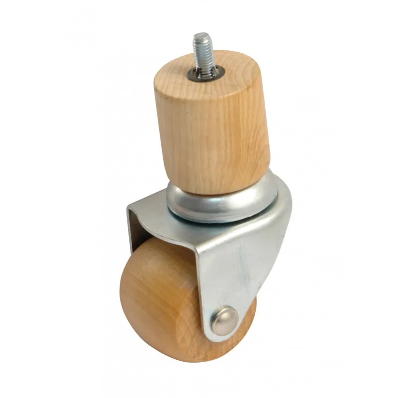Roulette en bois sur platine pivotante – charge 80 kg Authentique