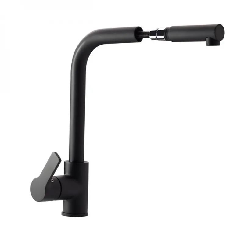 Bon Marché Mitigeur cuisine haut – monotrou – douchette extractible – noir – PRO