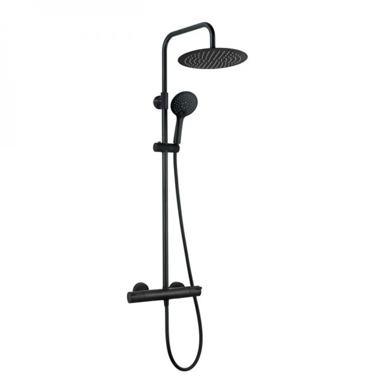 Colonne de douche thermostatique – douche de tête ronde – noire – COLORS Bon Plan