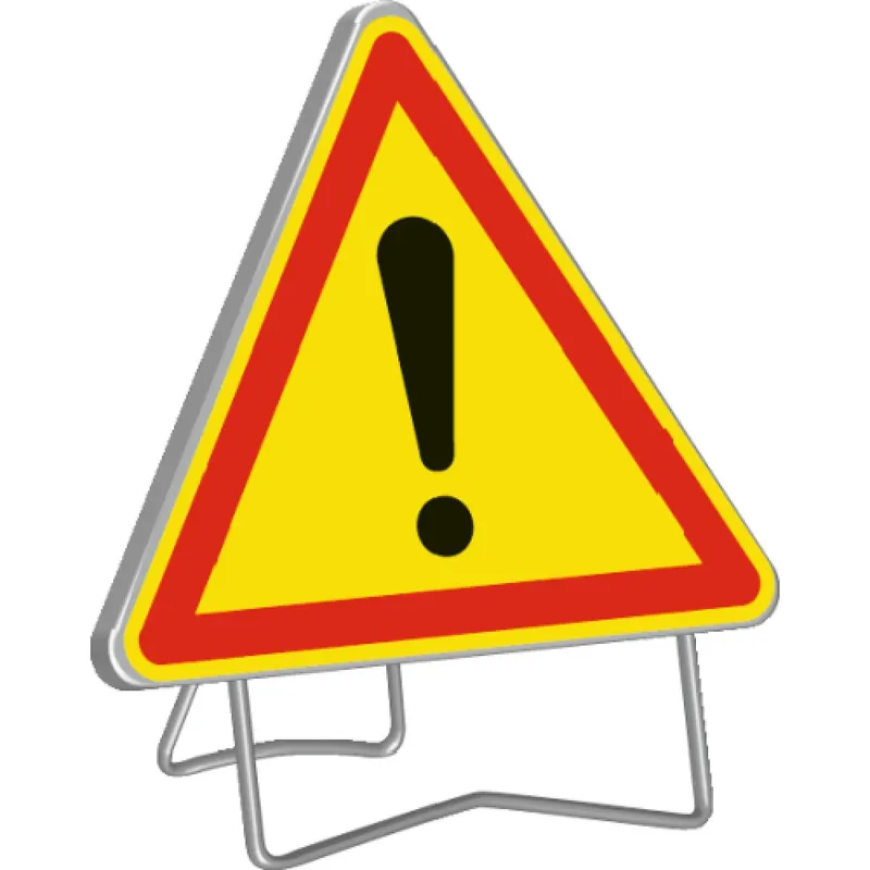 Panneau de signalisation temporaire DANGER – classe T1 triangle de 1m pied Nouvelle Collection